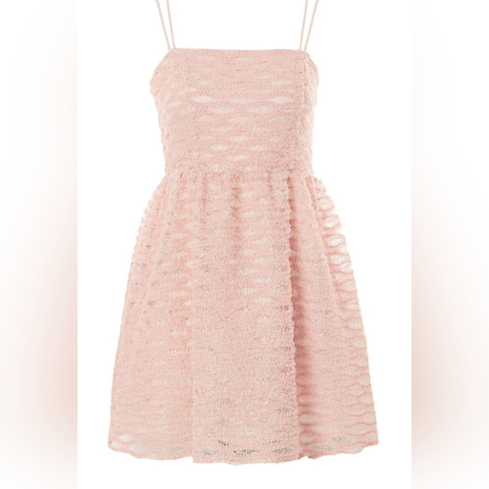 Retro Blush Pink Topshop tulle trim mini prom dress/ cocktail party dress size 4